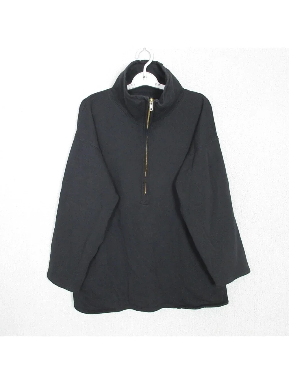 J Crew Pullover Sweatshirt Mens M Black Half Zip Heavyweight Fleece Outdoors